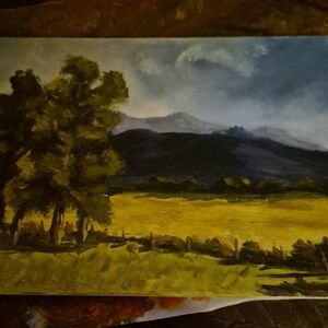 Serene Landscape Canvas Art with Green and Blue Hues